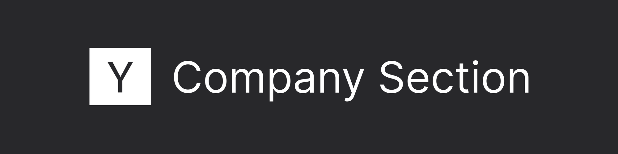 White on black banner graphic that states the section heading: Company Section. This references the corresponding section of the Y Combinator application.
